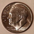 1955 S Roosevelt Dime Uncirculated 90% Silver
