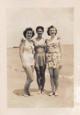 Vintage Young Women Two Piece Swim Suit 1940s Photo Beach Sunglasses Legs Pals