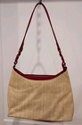Etienne Aigner Shoulder Bag Beige & Red Knitted Woven Jute Straw /Purse/Gift