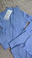 Lululemon Light Blue 2-Piece Sweatsuit Set Nulu Jacket Leggings Women Size 2