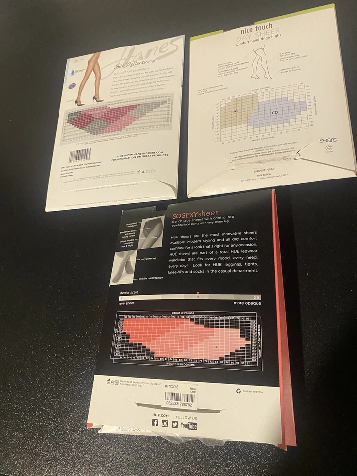 Lote de 3 paquetes de pantimedias transparentes hasta el muslo marcas variadas negras talla M/L o CD? Foto 3 de 4