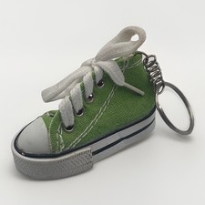 Miniature Lime Green High Top Canvas Sneaker Keychain Key Ring Bag Charm