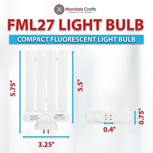 FML27 Lampadine Fluorescenti Compatte 27 Watt 6500K con Quad Tubi, 2 Confezioni... - Foto 3 di 7
