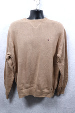 Vintage Y2K Tommy Hilfiger Crewneck Sweater Brown Long-sleeve Men's Large Heavy