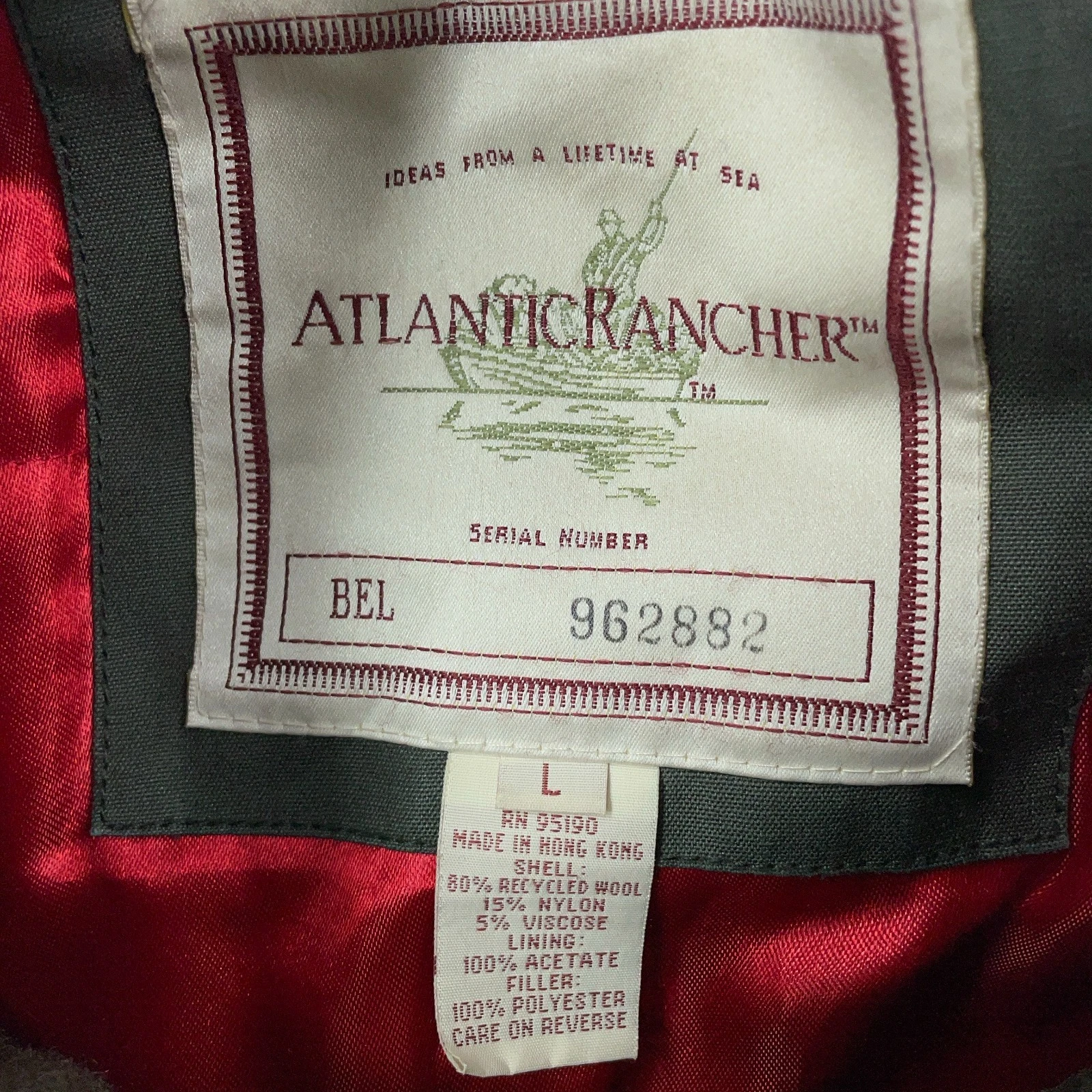 Vintage Atlantic Rancher Jacket Mens Large Olive Lined Wool Button Front image 3