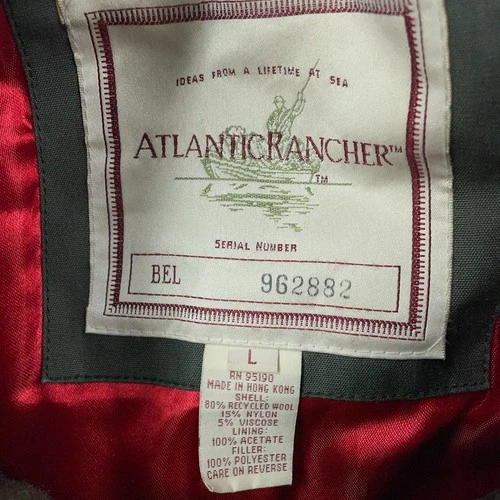 Vintage Atlantic Rancher Jacket Mens Large Olive Lined Wool Button Front image 3