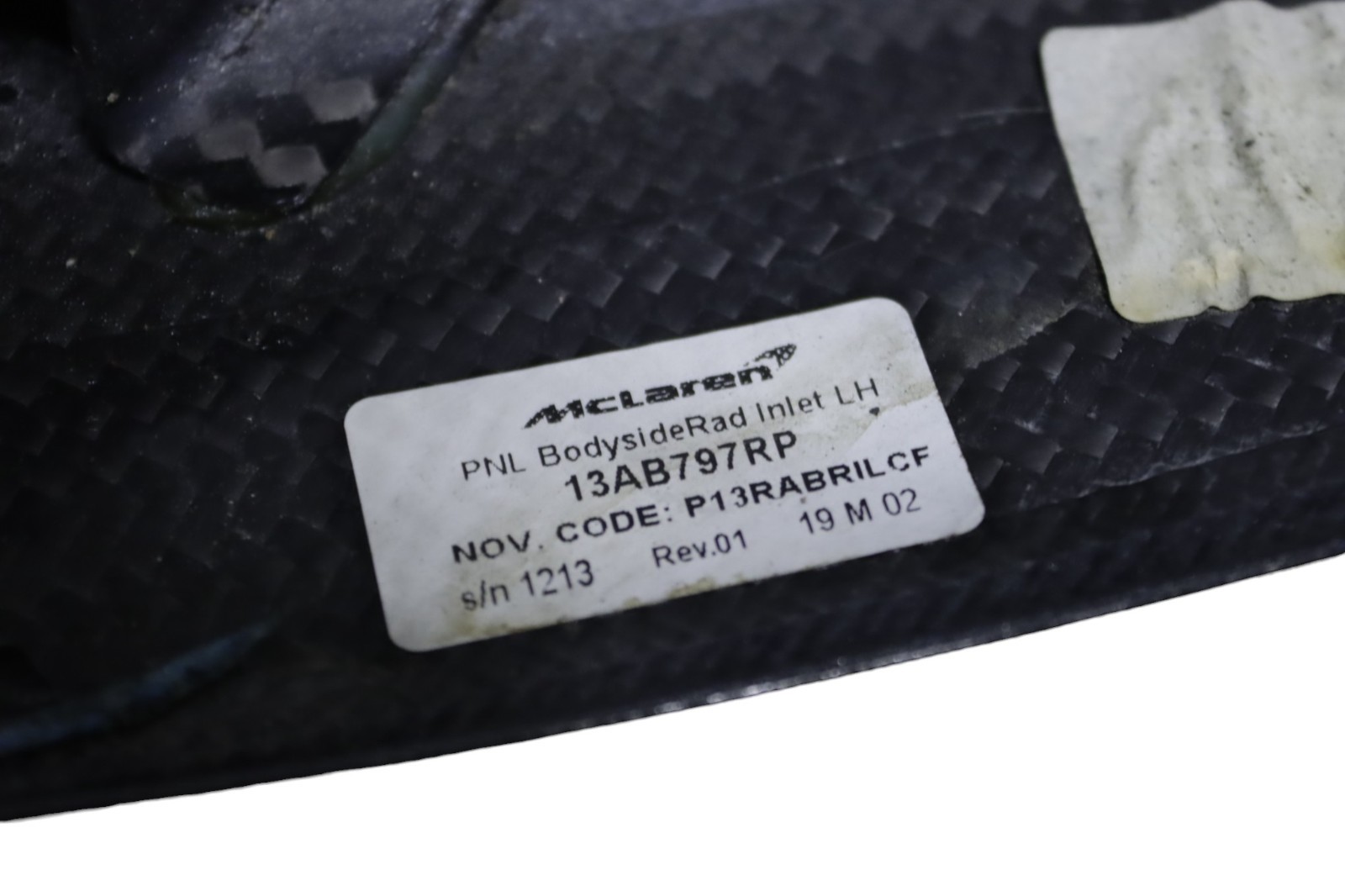 McLaren 600LT Left Side Carbon Fiber Vent Cover 13AB797RP 2019 2020 OEM