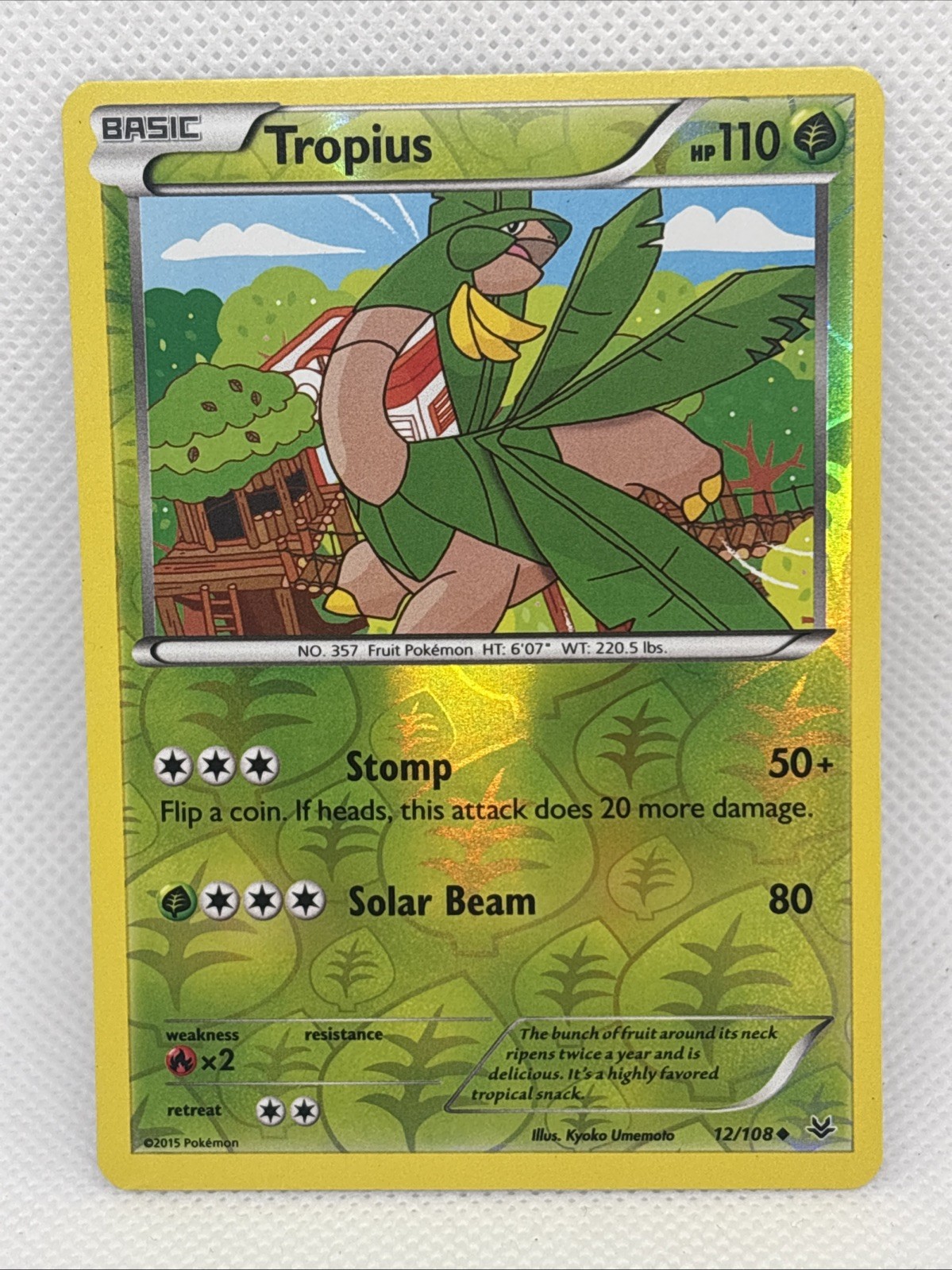 Tropius 12/108 XY Roaring Skies REVERSE HOLO NM Pokemon Card Tcg 2015