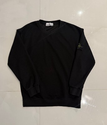 Stone Island Herren Pullover Schwarz Rundhals Langarm Logo-Patch Ärmel Gr. S