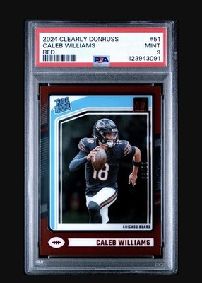 Panini 2024 Clearly Donruss Caleb Williams Rated Rookie Red /99 #51 PSA 9