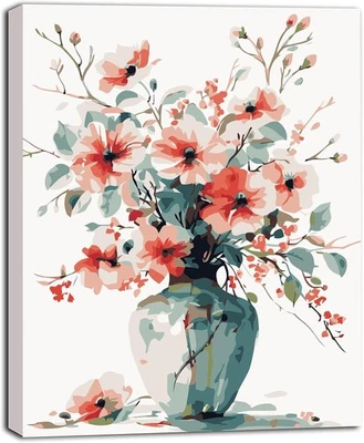 YAOYIN Malen Nach Zahlen Erwachsene Blume, DIY Handgemalt Ölgemälde Kit mit P