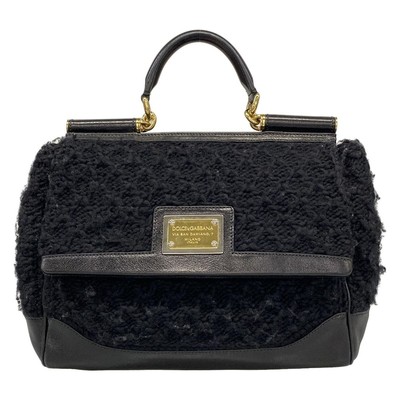 DOLCE&GABBANA Handtasche Sizilien schwarz Wolle Leder