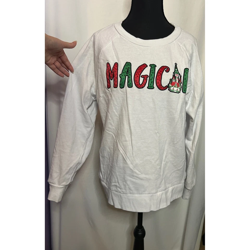 Disney Parks White MAGICAL Castle Christmas Sweatshirt Pullover Women's Size L - Image 4 of 4