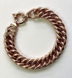 Authentic QVC Vicenza 18K Rose Gold-Plated Sterling Silver Textured Curb Link Bracelet 8"