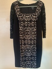 Adrianna Papell Lace panel Black Cocktail Dress Size 14