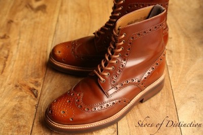 Grenson Tan Brown Leather Derby Brogue Boots Shoes Men's UK 7 G US 8 EU 41