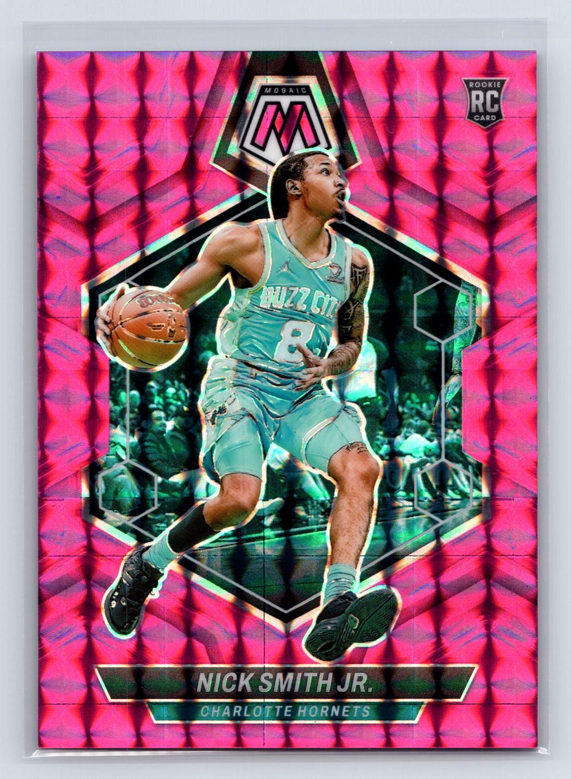 Nick Smith Jr. 2023-24 Panini Mosaic Pink SN,RC #/149 Charlotte Hornets #242