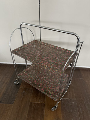 Dinett Bremshey Servierwagen 70er Jahre - Seltene Farbe Blümchen Top Zustand