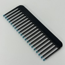 Vintage Black Teal Color Dip Wide Tooth Comb 80s 90s Plastic 6.5"