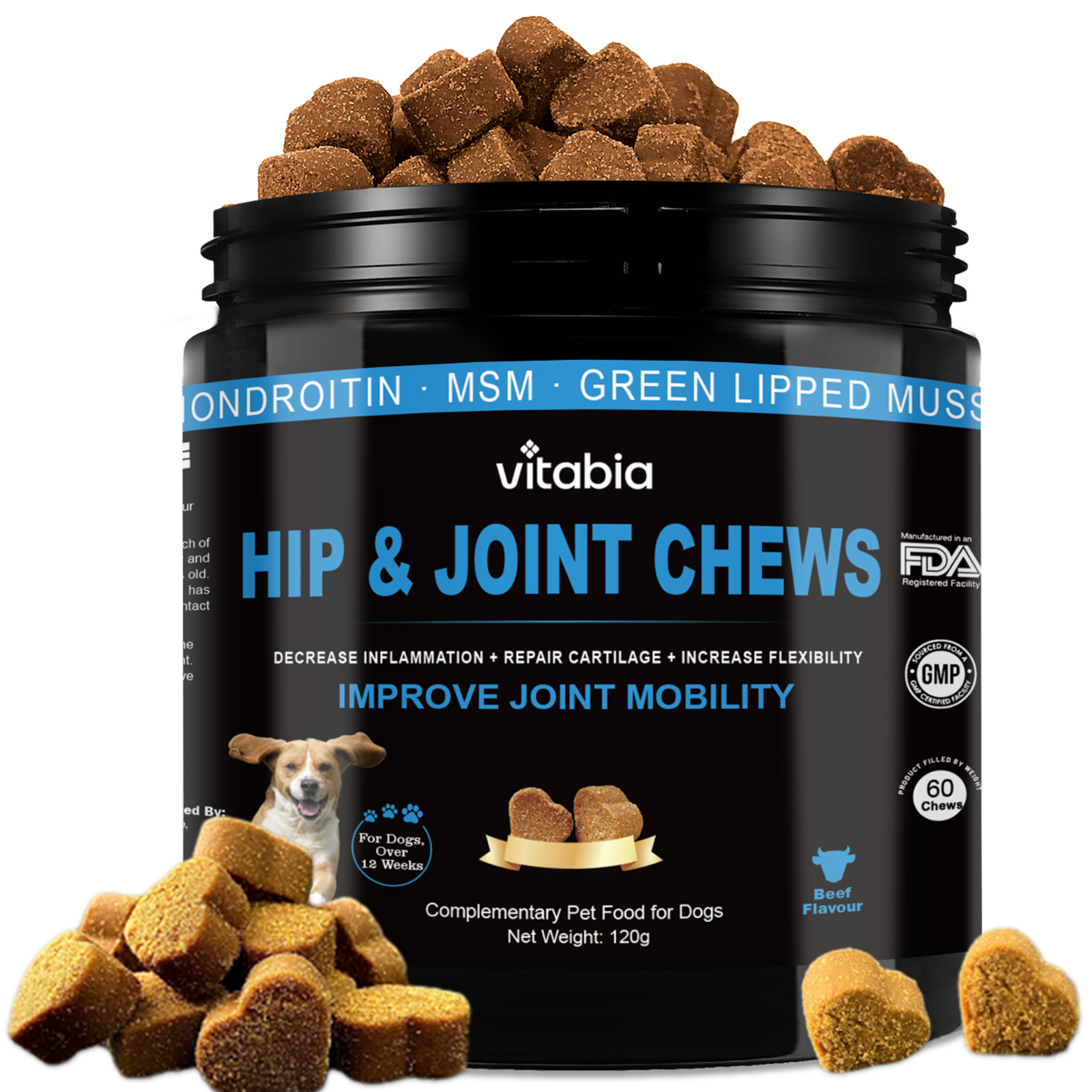 Joint Supplements for Dogs – Dog Joint Care – Supplements For Dogs (60 Chews)