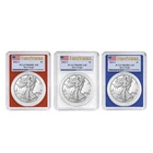 3pc Set - 2022-S $1 1-oz Proof American Silver Eagle PCGS PR69DCAM FS Flag
