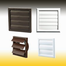 Wall Vent Gravity Grille Bathroom Extractor Fan Ducting  4" / 6" Spigot B / W