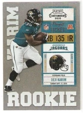 2010 PLAYOFF CONTENDERS ROOKIE TICKET SERIAL #/99 DEJI KARIM JAGUARS FREE SHIP