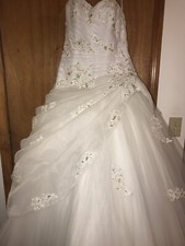 Sweetheart strapless MORI LEE organza lace beaded white ballgown wedding dress