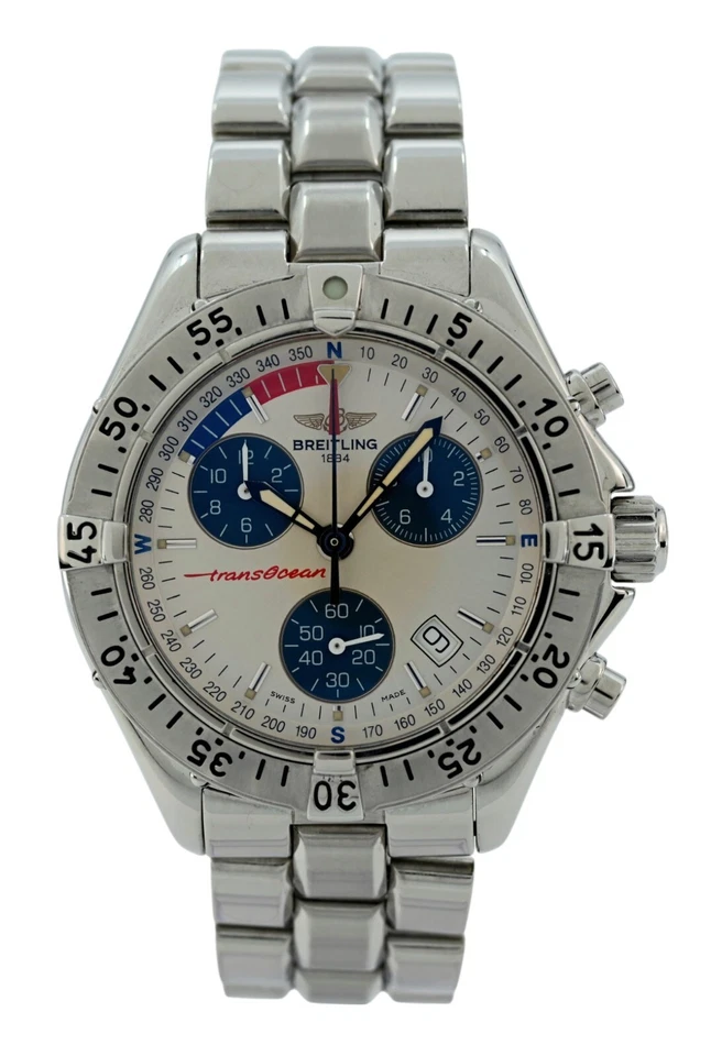 Reloj suizo cronógrafo Breitling 41 mm para hombre Transocean Yacht Timer SS - ¡A53340! Foto 2 de 4