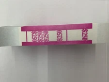 Currency Straps - Self Sealing Money Bands, $250 Pink, 100 pack, by NF String