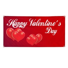 Vinyl Banner Multiple Sizes Happy Valentine's Day Red Hearts Outdoor