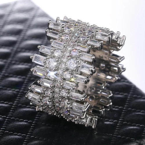 Women 925 Silver Filled Wedding Rings Cubic Zircon Engagement Jewelry Sz 6-10 - Picture 30 of 34