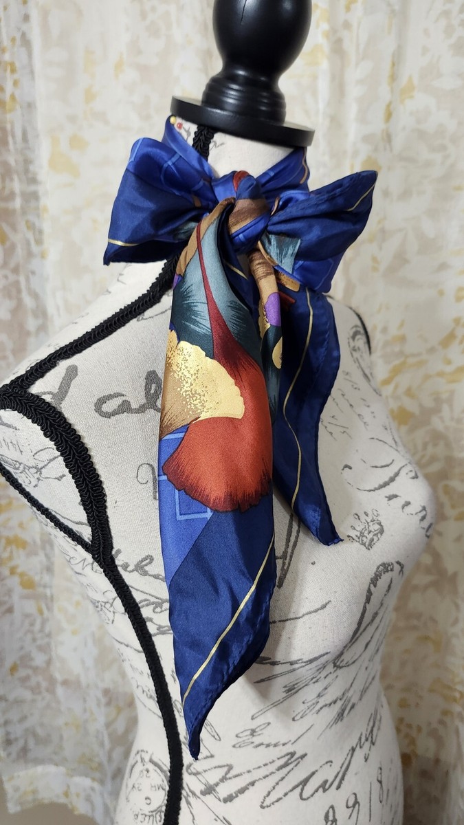 MFA Museum of Fine Arts Boston 100% Silk Square Scarf 34x34” Blue