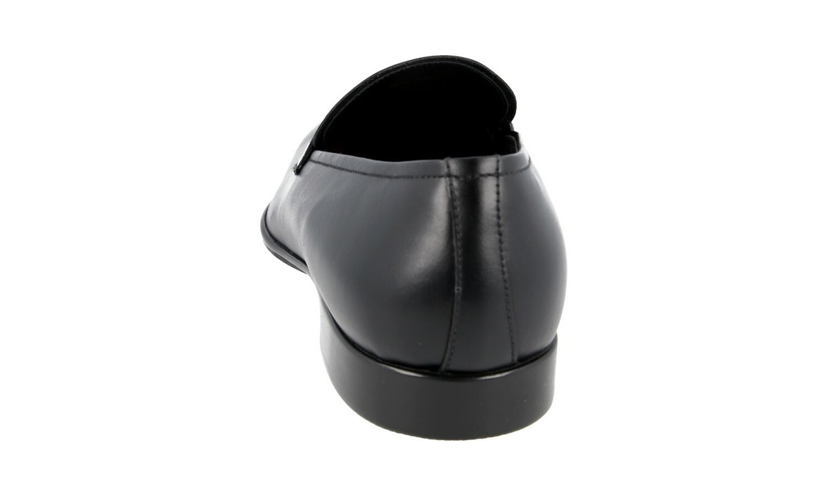 LUXURY PRADA LOGO BUSINESS SHOES 4D2793 BLACK LEATHER NEW US 12 EU