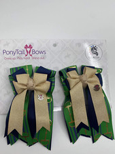 Lucky Bits/Navy Green Bows - PonyTail Bows