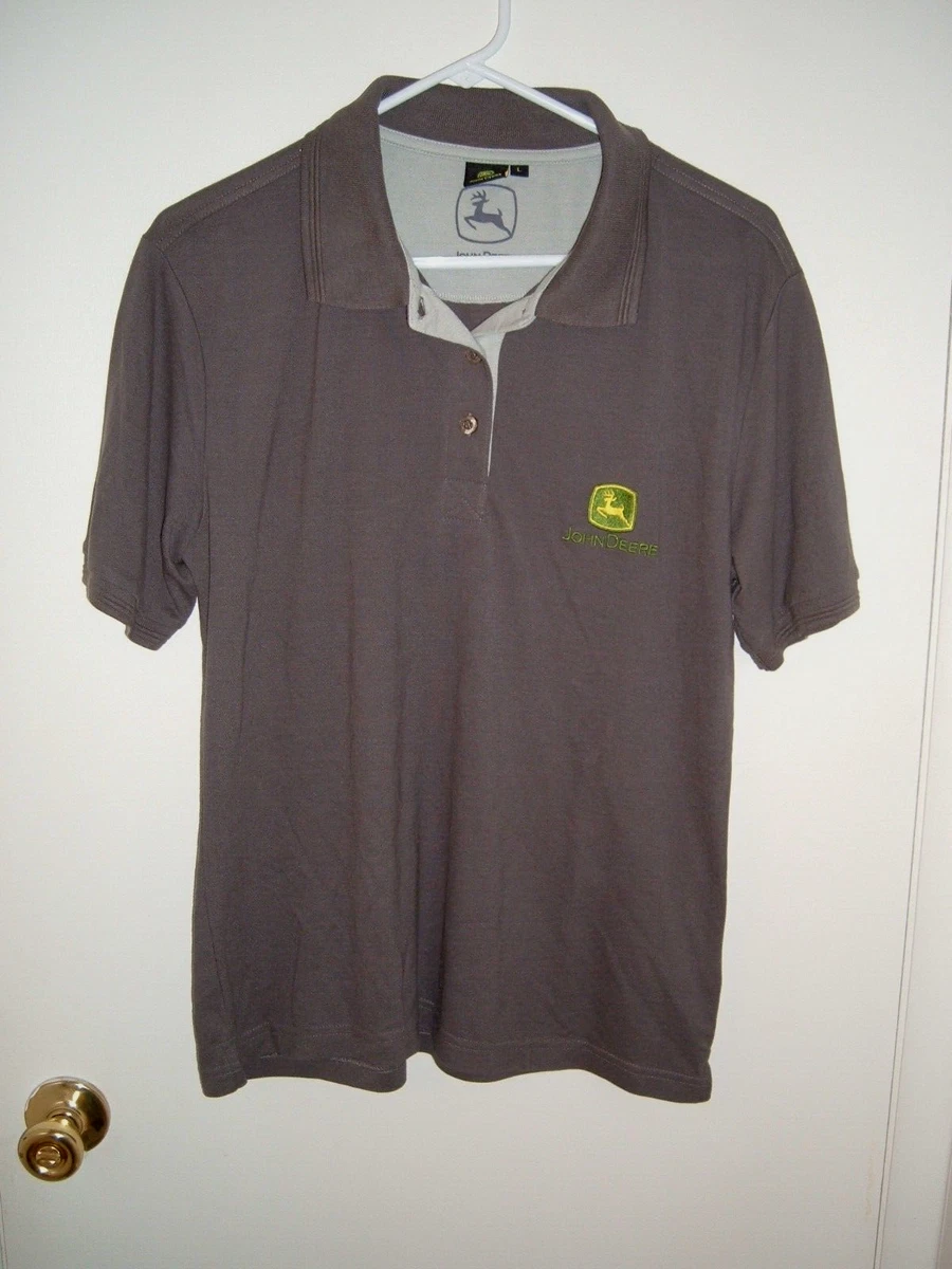 John Deere Tractor Logo Ladies Large Gray Polo Shirt eBay