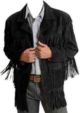 Fringed Suede Handmade Biker Soft Fit New Men Jacket Black Out Wear Motorcycle