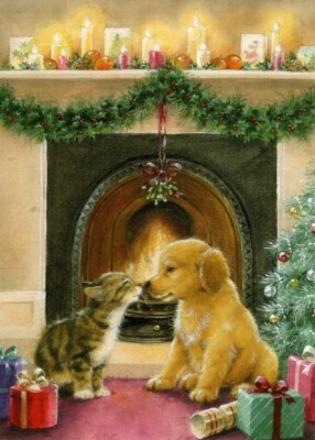 Christmas Adopt Adoption Pet Pets Cat Dog Kitten Puppy Greeting Cards - Set of 5