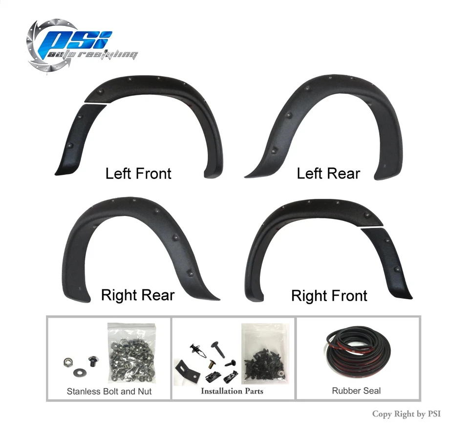 Pocket Bolt Fender Flares Fits Toyota Tundra 2000-2006 Sand Blast Textured Foto 2 de 4