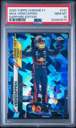 2020 Topps Chrome Formula 1 Sapphire Max Verstappen GP Winner #141 PSA 10