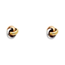 Ioka - 14K Tri Color Gold Love Knot Push Back Earrings