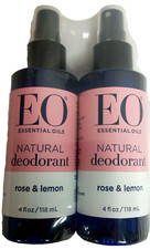 2 Pack EO Essential Oils Natural Deodorant Spray Rose  Lemon 4 oz Each