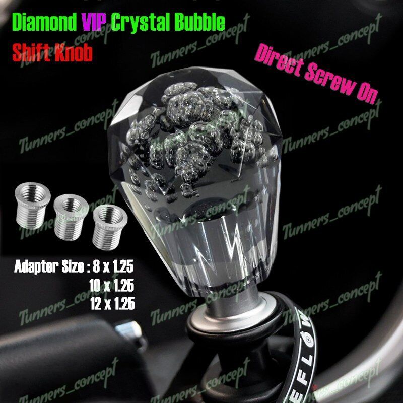 Black VIP Style 60mm Manual MT Diamond Crystal Bubble Shifter Knob Universal