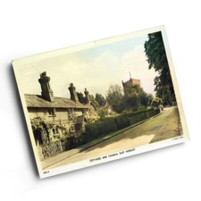 A4 PRINT - Vintage Surrey - Cottages and Church, East Horsley (b)