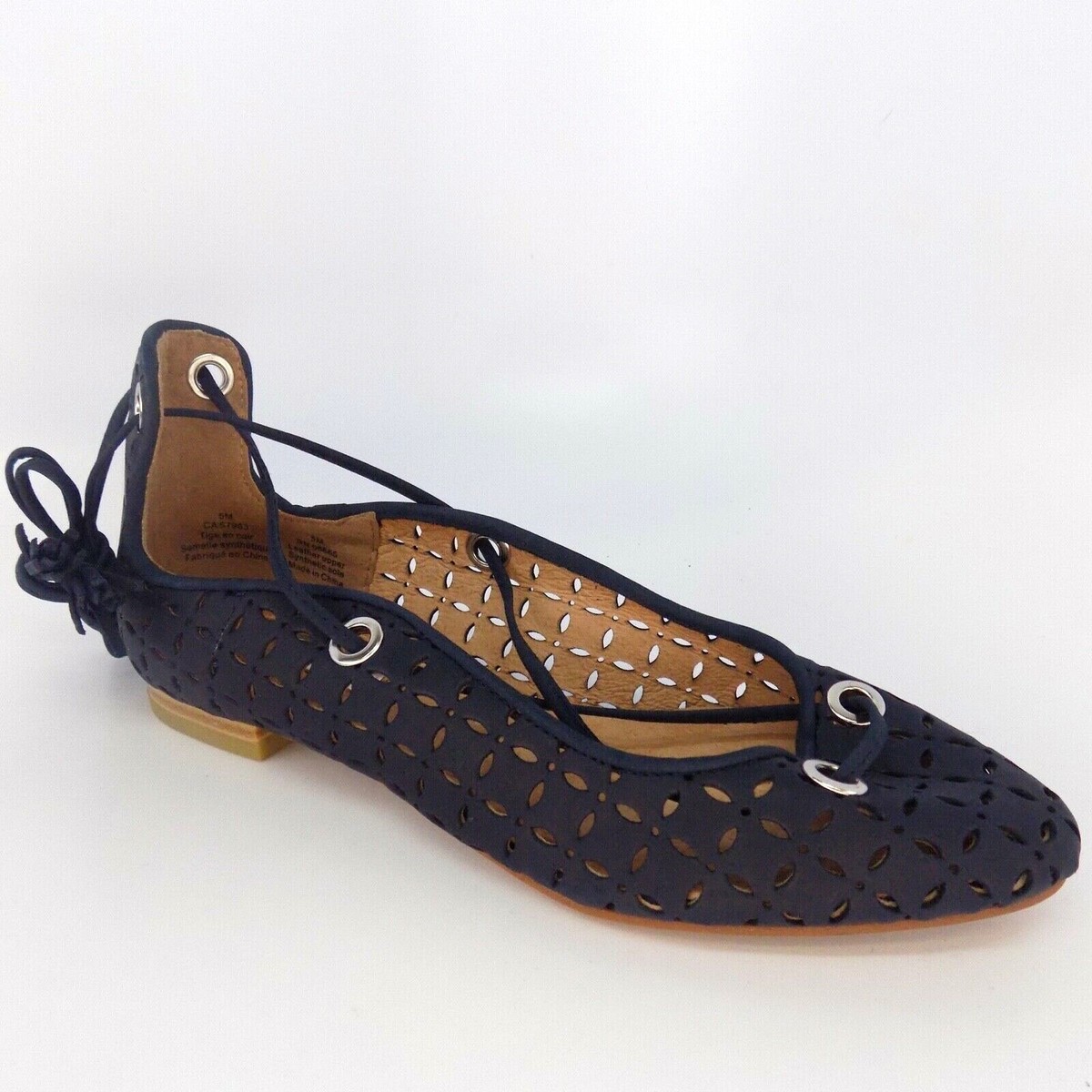 NEW! Halogen Ballet Flats Lace Up Women's Casual Shoes Size Med, Navy  Blue