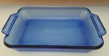 13.5 INCH ANCHOR HOCKING COBALT BLUE BAKING PAN WITH HANDLES
