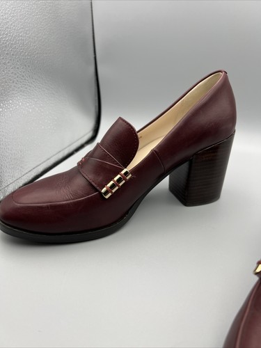 COLE HAAN Grand Womens 8B Leather Chunky Heel Burgundy/Wine Color VGUC! C2038 - Picture 4 of 11