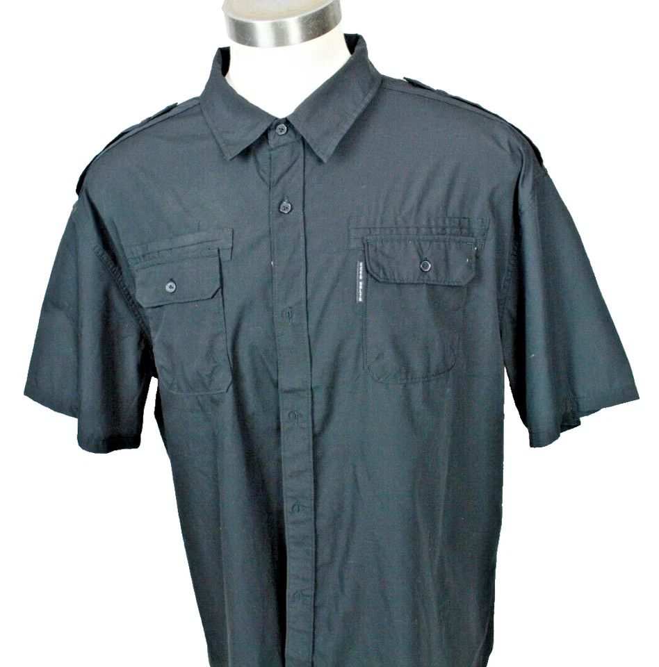 Camisa ECKO UNITD Para Hombres Negra con Epuladas y Bolsillos de Parche Algodón Poli Tela 3XL Foto 2 de 4