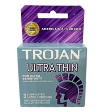 Trojan ULTRA THIN Lubricated Latex Condoms Contraception STI Protection 3Count