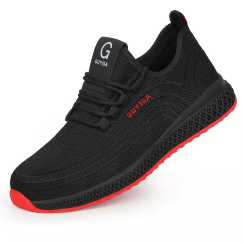 Black Red Air Mesh Steel Toe Safety Shoes Men Work Boots Puncture-Proof Sneakers - Picture 13 of 14